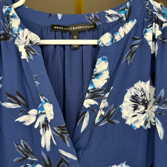 WHBM (Size 12) Blue Floral Print Soft Blouson Dress - Picture 6 of 6